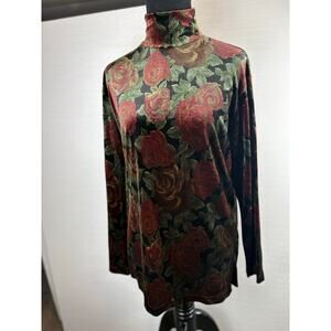 Jones New York Sport petite velvet mock neck pullover shirt women's size small